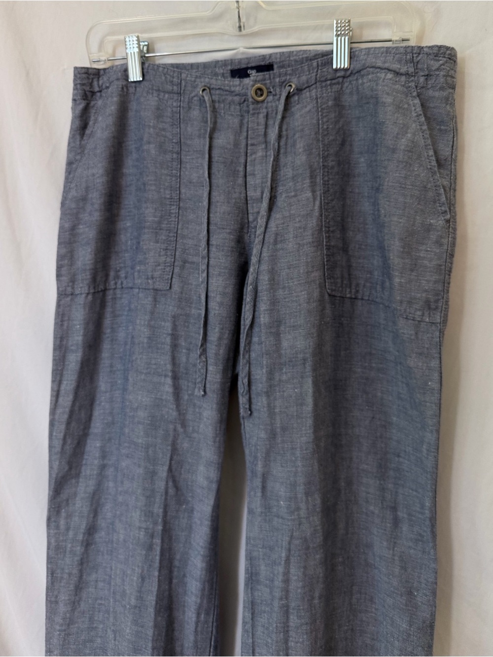 Gap Linen Blend Chambray Drawstring Wide Leg Pants